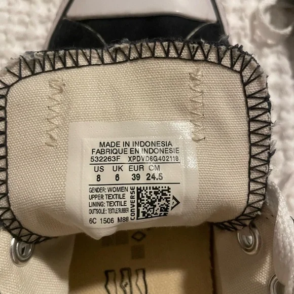 Chuck Taylor All Star Low Top Sneaker Double Tongue Flannel Women’s 8 - Picture 7 of 7